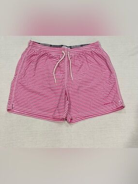 Barbour Milton Pink White Striped Swim Trunks Shorts Men's Size Large